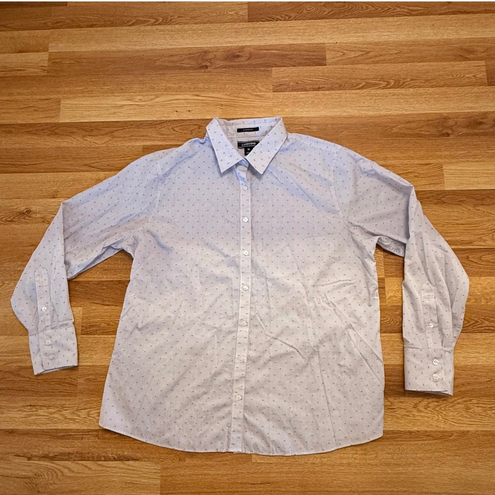 Lands' End Men's‎ 18 Supima Cotton Dress Shirt Embroidered Dot Long Sleeve